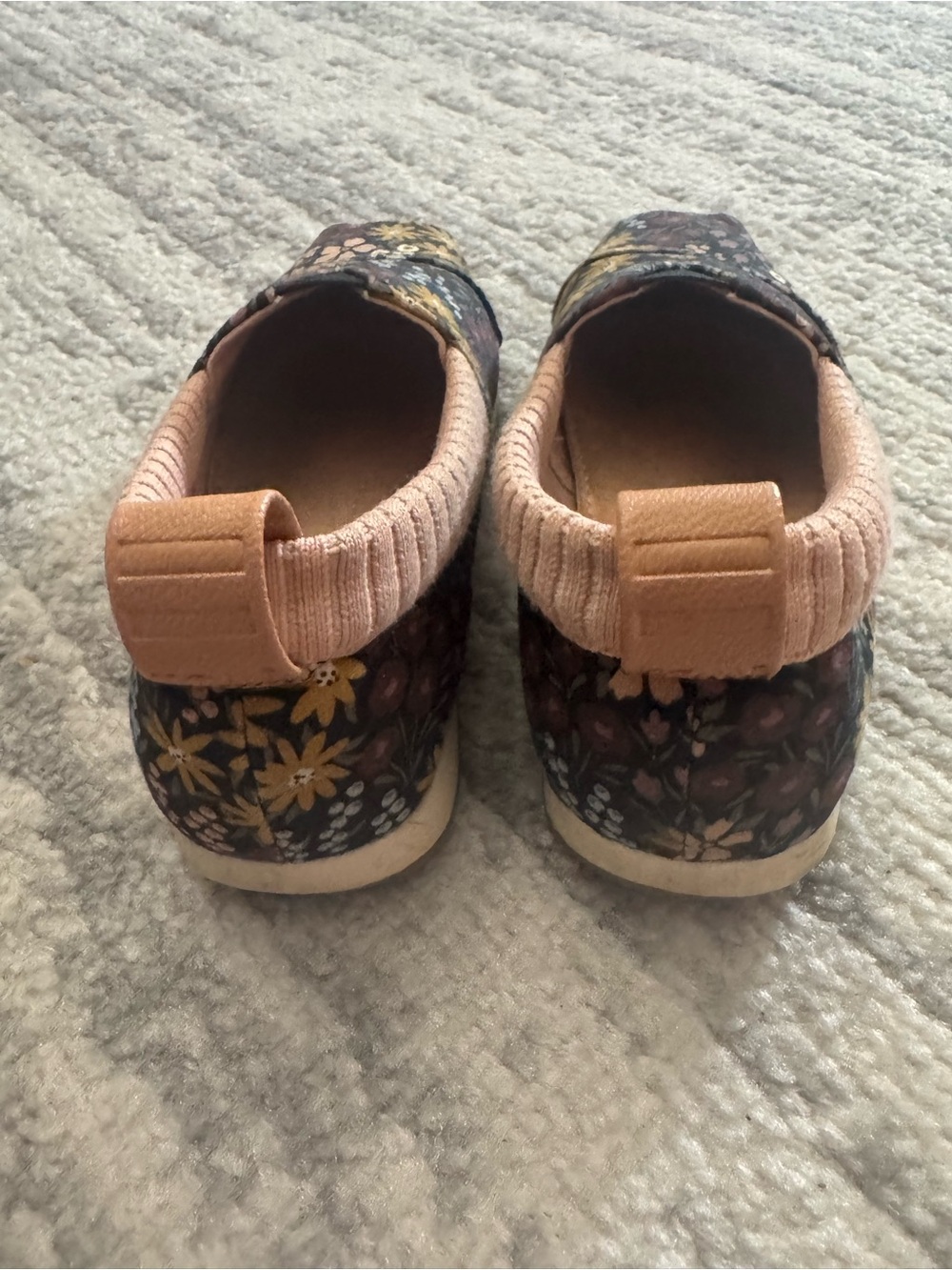 TOMS Floral Canvas Slip-Ons in Black, Mustard & Dusty Pink - Picture 2 of 3